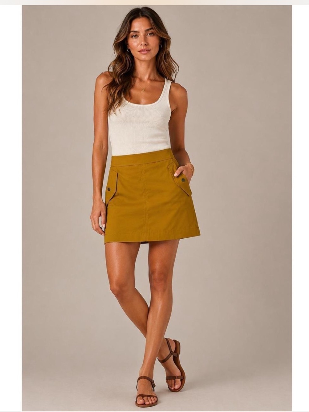 Athleta Women’s Vienna Cargo Skort Sz 4 Mustard Gold Tennis Golf Athleisure NWT